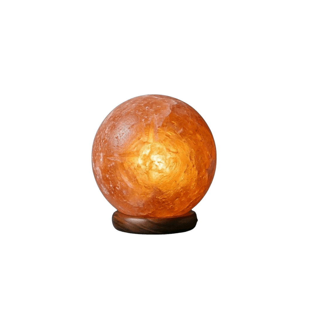 Original Hand-Carved Globe Small Himalayan Salt Stone Lamp - Premium Khewra Rock Salt Decor in Pakistan - Orania Premium